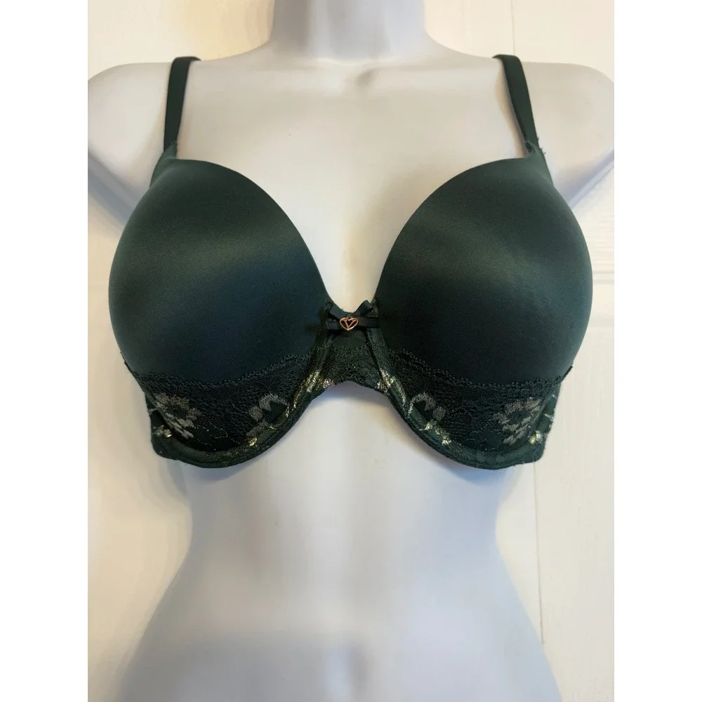 Victoria's Secret Bra 34D Green Body by Victoria Lined Perfect Coverage Lace